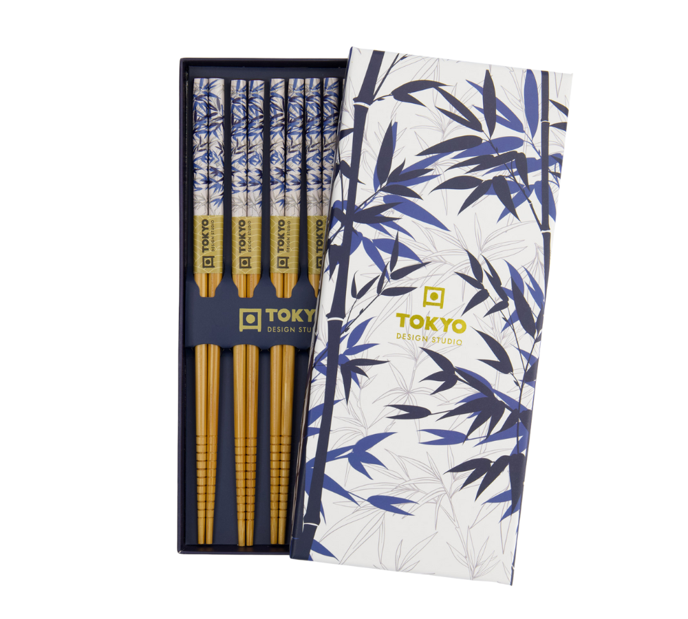 Spisepinde gavesæt, Blue Bamboo - 5 par